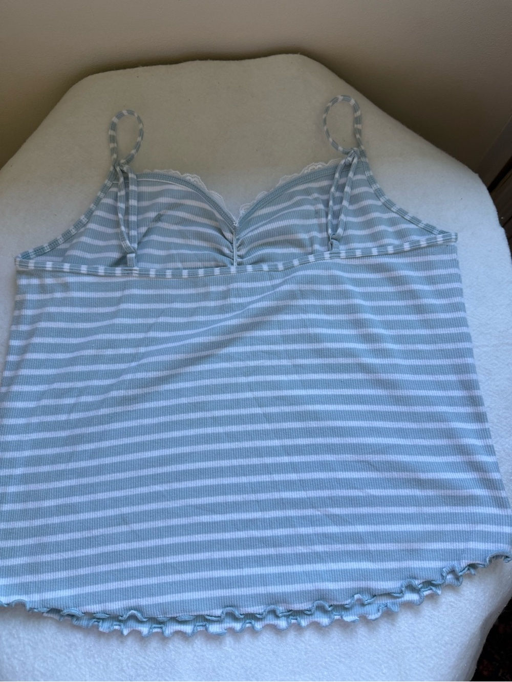 Blue & White american eagle Striped Lace Trim Cami - Picture 2 of 5